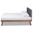 Bowery Hill Queen Size Dark Gray Fabric Walnut Finished Platform Bed