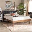 Bowery Hill Queen Size Dark Gray Fabric Walnut Finished Platform Bed