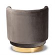 Bowery Hill Gray Velvet Upholstered Gold Finished Swivel Accent Chair