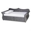Bowery Hill Traditional Velvet Crystal Tufted Full Size Daybed in Gray