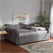 Bowery Hill Traditional Velvet Crystal Tufted Full Size Daybed in Gray