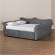 Bowery Hill Traditional Velvet Crystal Tufted Full Size Daybed in Gray