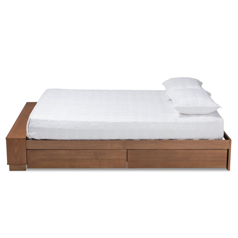 Bowery Hill Farmhouse Wood King Size Platform Bed in Ash Walnut Brown