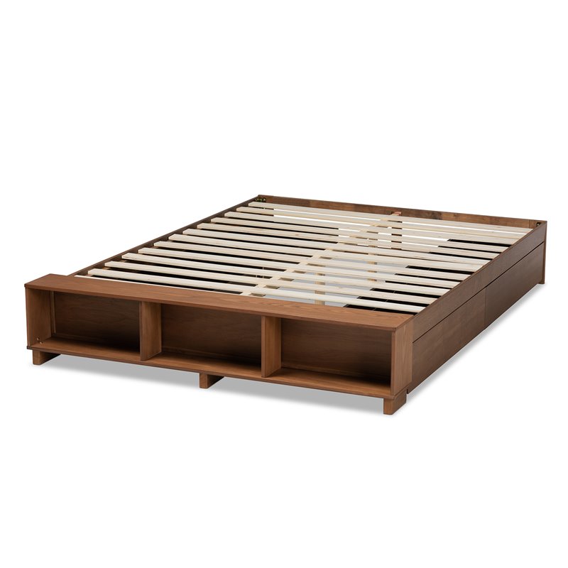 Bowery Hill Farmhouse Wood King Size Platform Bed in Ash Walnut Brown