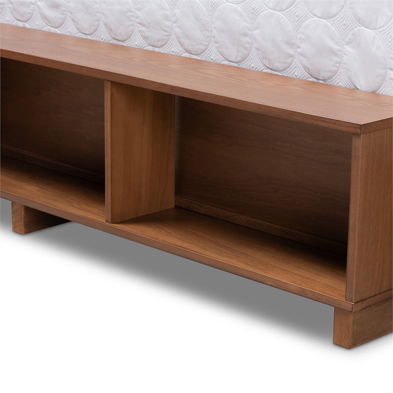 Bowery Hill Farmhouse Wood King Size Platform Bed in Ash Walnut Brown