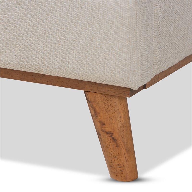 Bowery Hill Queen Size Light Beige Upholstered Platform Wingback Bed