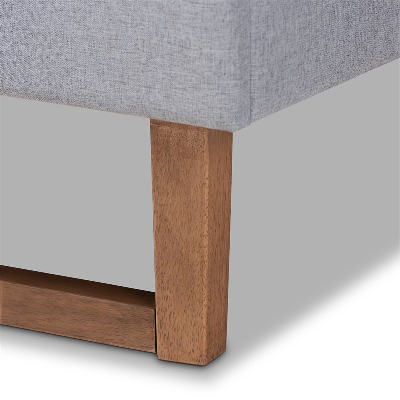 Bowery Hill Full Size Light Gray Upholstered Walnut Wood Platform Bed