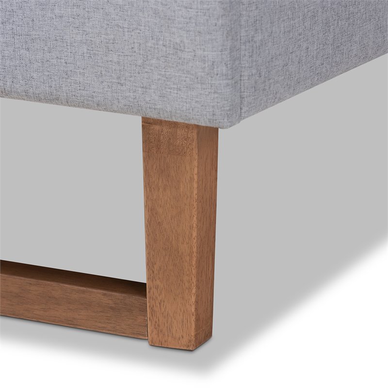 Bowery Hill Full Size Light Gray Upholstered Wood Platform Bed
