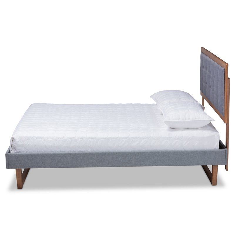 Bowery Hill Full Size Dark Gray Upholstered Wood Platform Bed