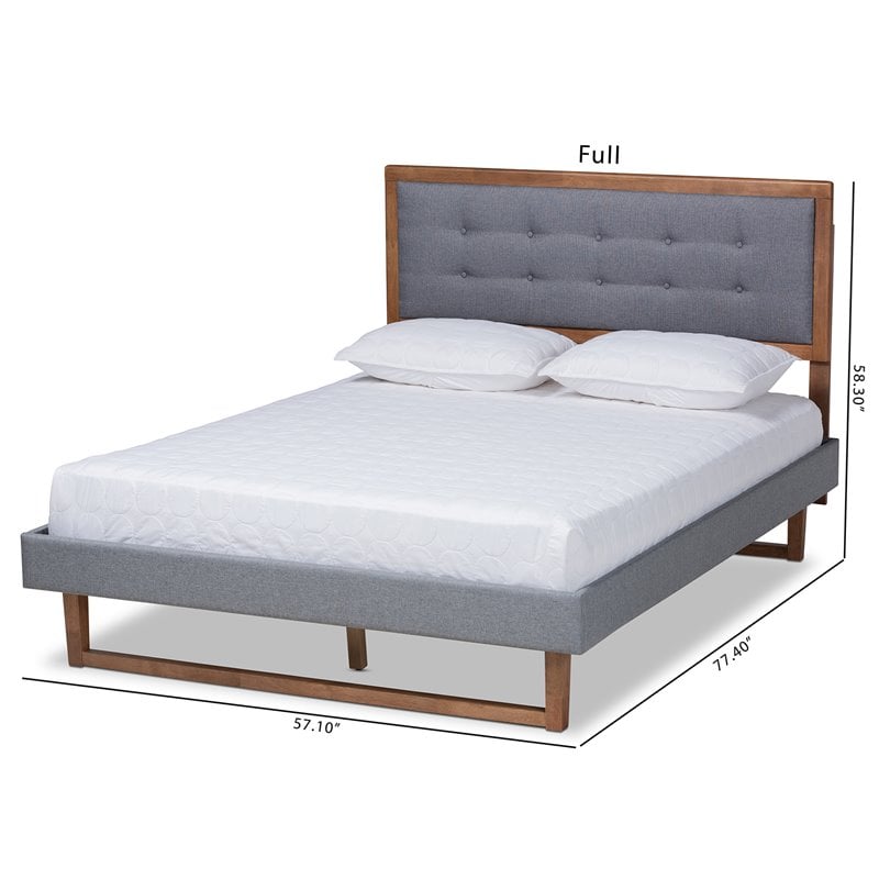 Bowery Hill Queen Size Dark Gray Upholstered Wood Platform Bed