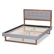Bowery Hill Transitional Full Size Light Gray Upholstered Wood Platform Bed