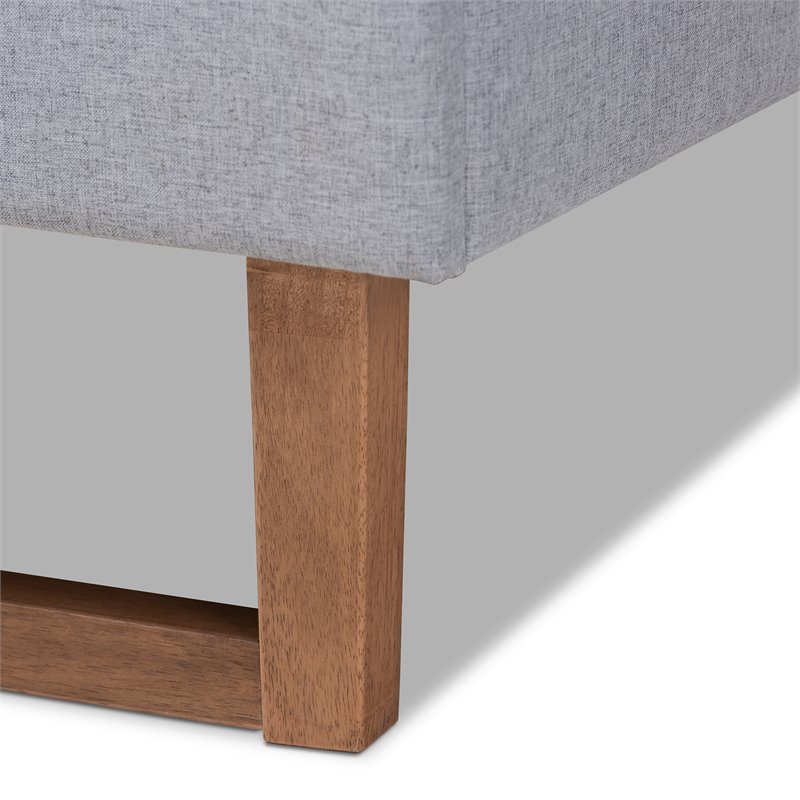 Bowery Hill Transitional Full Size Light Gray Upholstered Wood Platform Bed