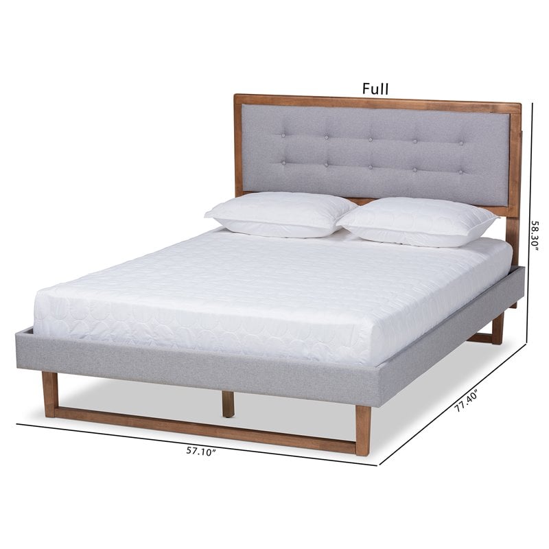 Bowery Hill Transitional Full Size Light Gray Upholstered Wood Platform Bed