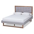 Bowery Hill Transitional Full Size Light Gray Upholstered Wood Platform Bed