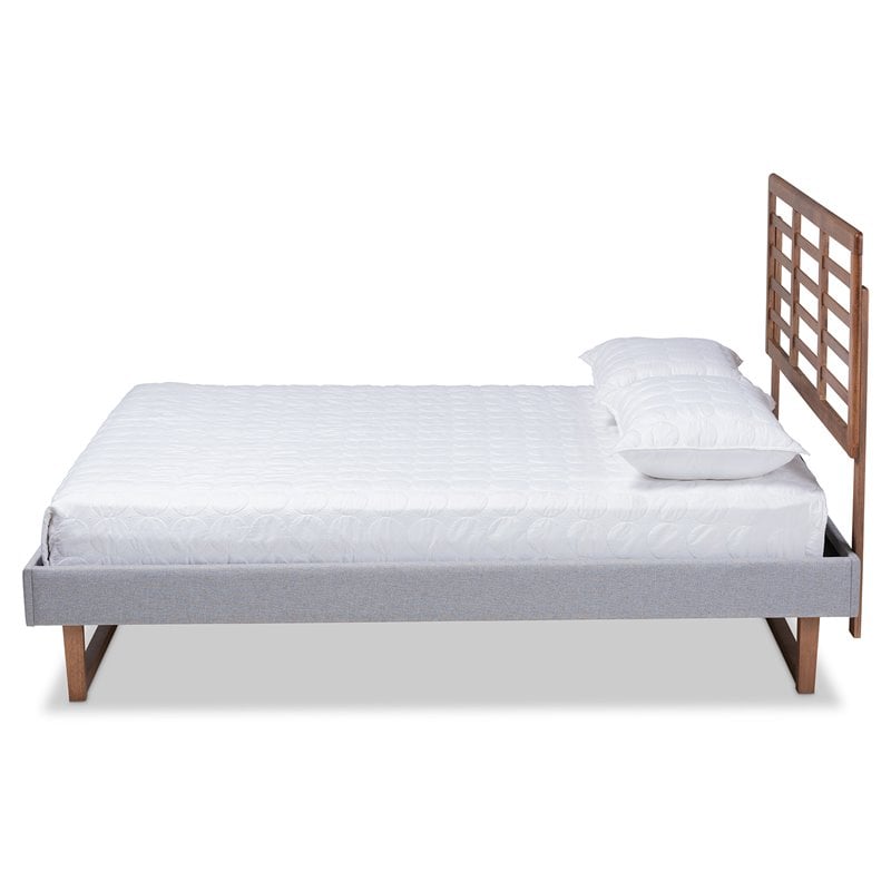 Bowery Hill Full Size Light Gray Upholstered Wood Platform Bed
