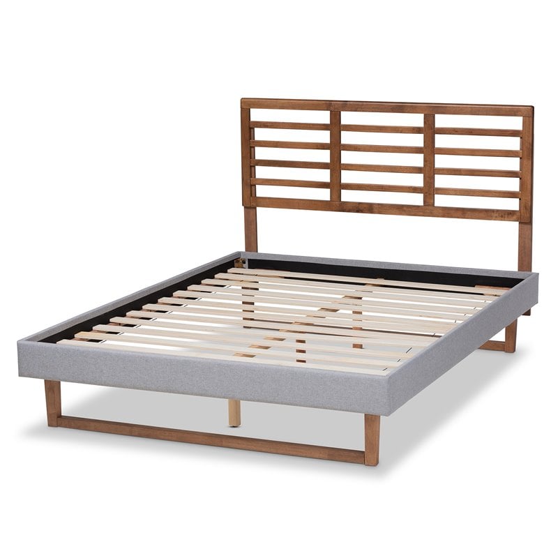 Bowery Hill Full Size Light Gray Upholstered Wood Platform Bed
