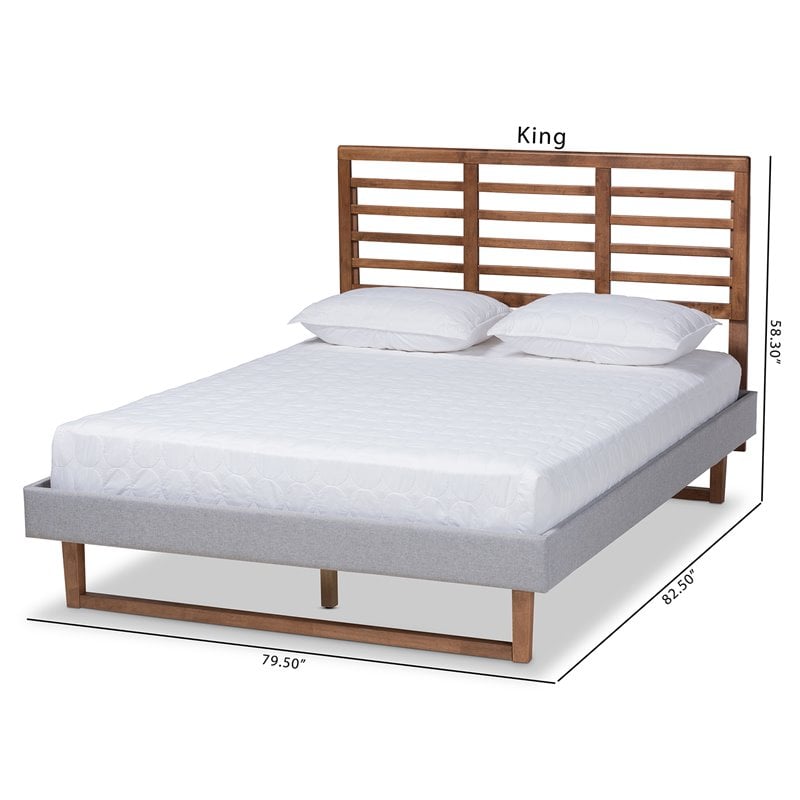 Bowery Hill Full Size Light Gray Upholstered Wood Platform Bed