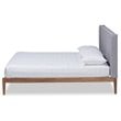 Bowery Hill Full Size Gray Upholstered Ash Walnut Finished Platform Bed