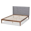 Bowery Hill Full Size Gray Upholstered Ash Walnut Finished Platform Bed
