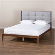Bowery Hill Full Size Gray Upholstered Ash Walnut Finished Platform Bed