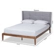 Bowery Hill Full Size Gray Upholstered Ash Walnut Finished Platform Bed