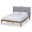 Bowery Hill Full Size Gray Upholstered Ash Walnut Finished Platform Bed