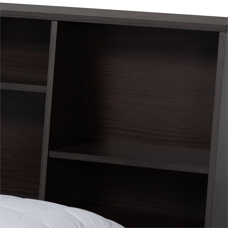 Bowery Hill Modern Queen Size Dark Brown Finished Wood Platform Storage Bed