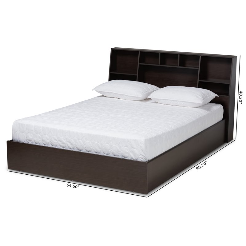 Bowery Hill Modern Queen Size Dark Brown Finished Wood Platform Storage Bed