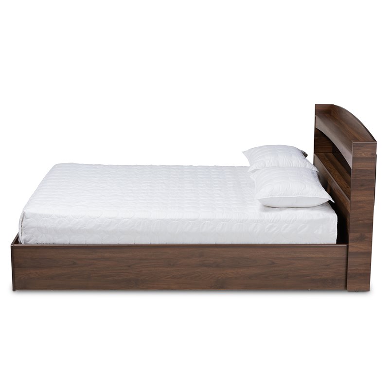 Bowery Hill Modern Wood Queen Size Platform Bed in Dark Brown
