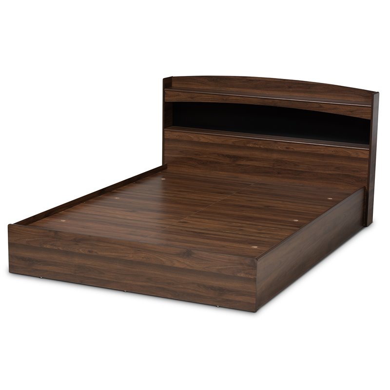 Bowery Hill Modern Wood Queen Size Platform Bed in Dark Brown