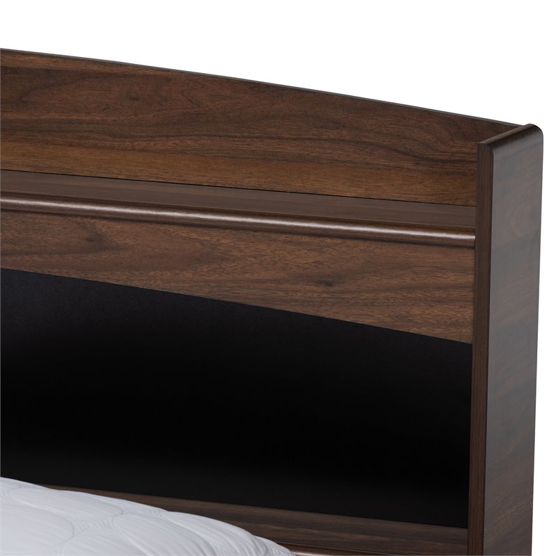 Bowery Hill Modern Wood Queen Size Platform Bed in Dark Brown