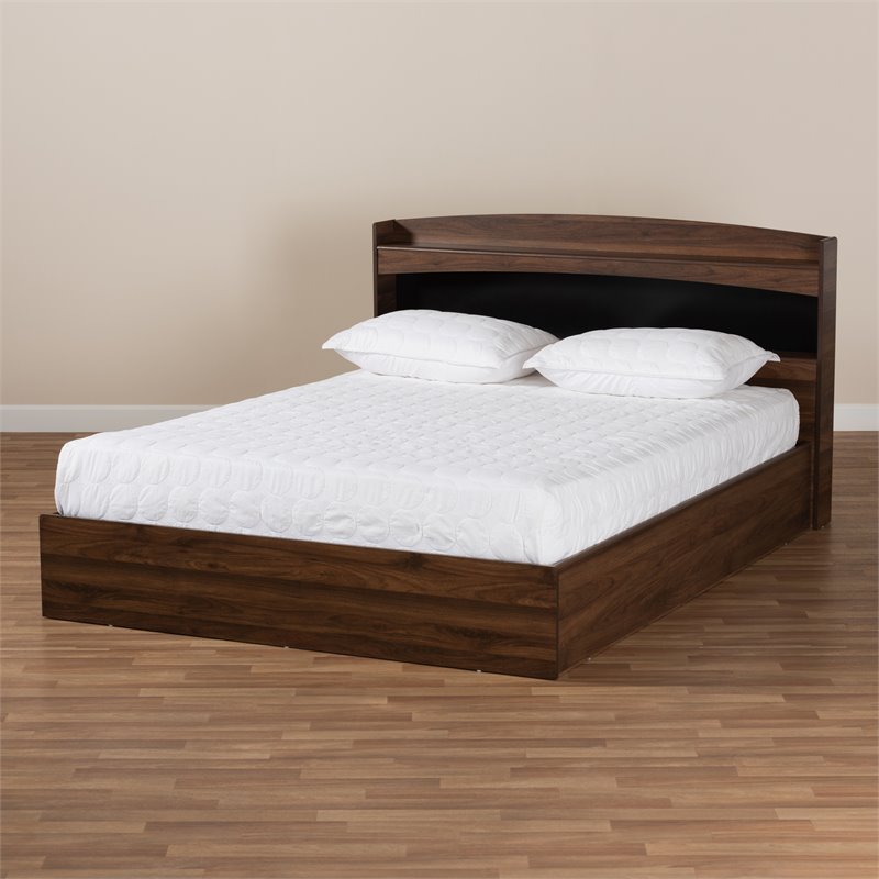 Bowery Hill Modern Wood Queen Size Platform Bed in Dark Brown