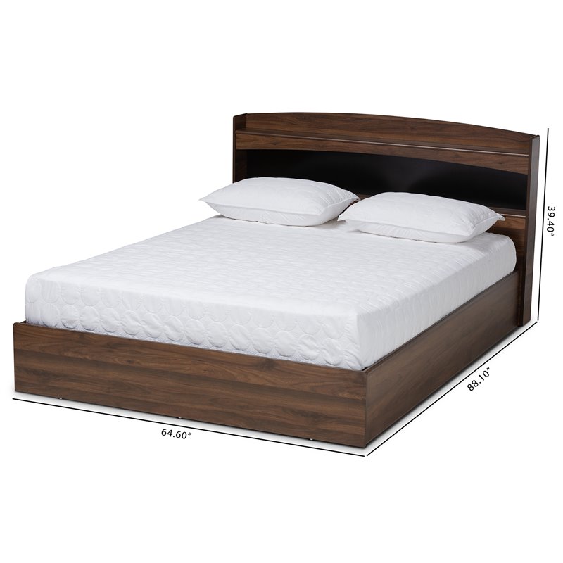 Bowery Hill Modern Wood Queen Size Platform Bed in Dark Brown