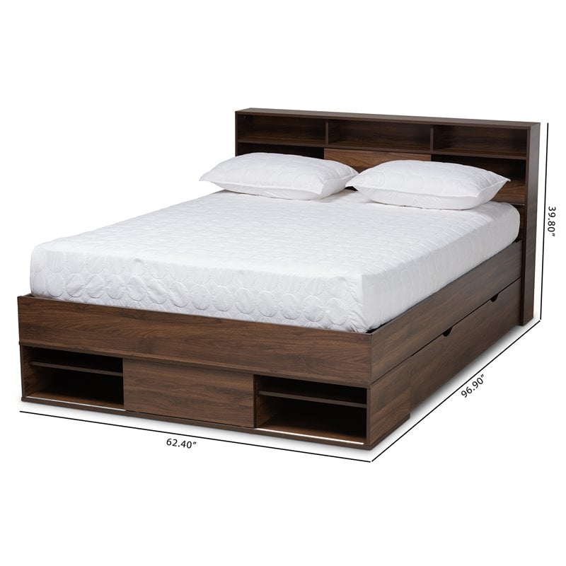 Bowery Hill Modern 1-Drawer Wood Queen Size Platform Storage Bed in Dark Brown