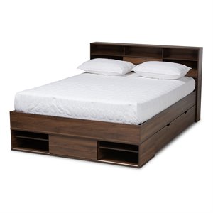 Bowery Hill Modern 1-Drawer Wood Queen Size Platform Storage Bed in Dark Brown