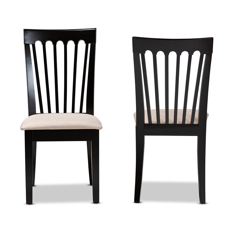 Bowery Hill Sand Fabric 2-Piece Wood Dining Chair Set