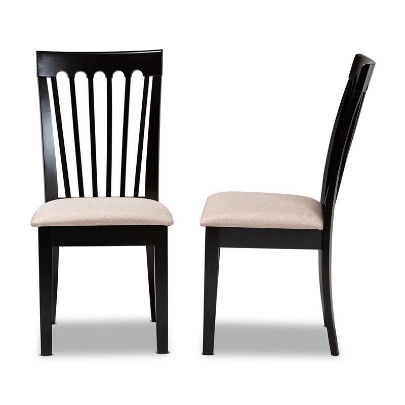 Bowery Hill Sand Fabric 2-Piece Wood Dining Chair Set