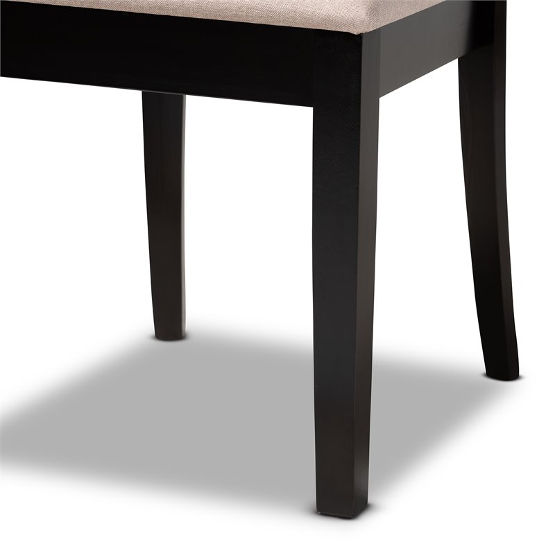 Bowery Hill Sand Fabric 2-Piece Wood Dining Chair Set