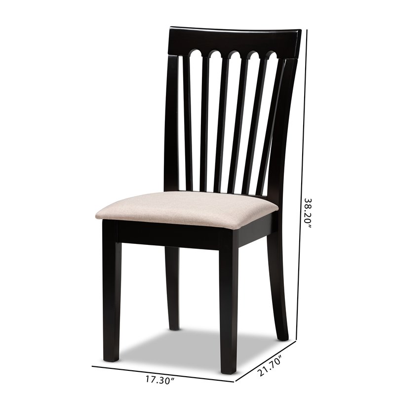 Bowery Hill Sand Fabric 2-Piece Wood Dining Chair Set