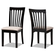 Bowery Hill Sand Fabric 2-Piece Wood Dining Chair Set