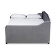 Bowery Hill Transitional Velvet Button Tufted Full Daybed with Trundle in Gray