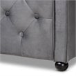 Bowery Hill Transitional Velvet and Button Tufted Queen Size Daybed in Gray