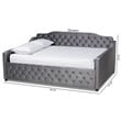 Bowery Hill Transitional Velvet and Button Tufted Queen Size Daybed in Gray