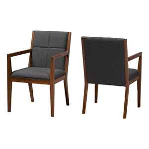 Bowery Hill 19.1&quot Mid-Century Wood Accent Chair in Dark Gray (Set of 2)