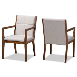 Bowery Hill Mid-Century Grayish Beige Upholstered Wood Accent Chair (Set of 2)