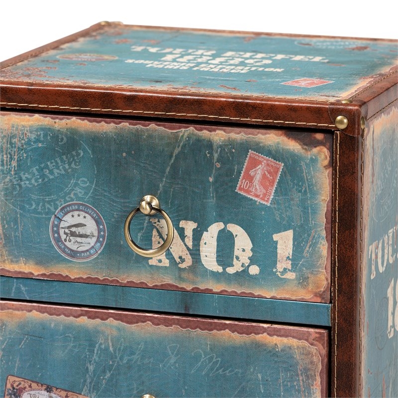 Bowery Hill Traditional 5-Drawer MDF Wood Accent Storage Chest in Blue