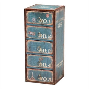 Bowery Hill Traditional 5-Drawer MDF Wood Accent Storage Chest in Blue