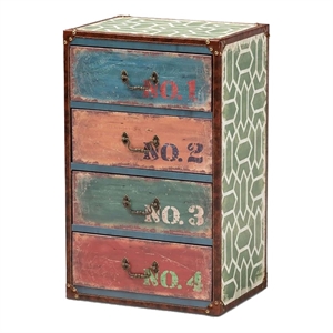 Bowery Hill Traditional 4-Drawer MDF Wood Accent Storage Chest in Multi-Color