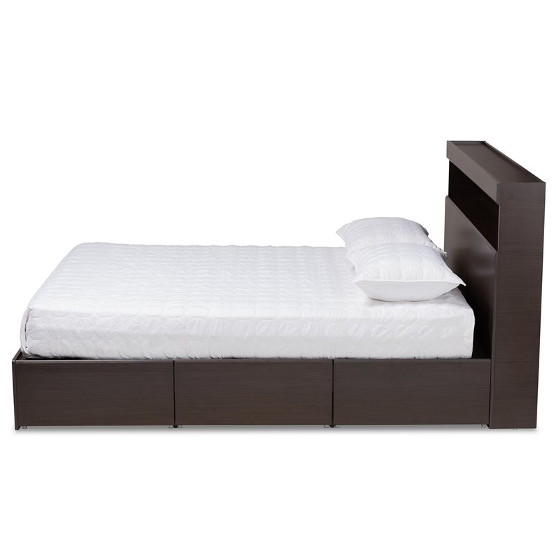Bowery Hill Modern 6-Drawer Wood Queen Size Platform Storage Bed in Dark Brown