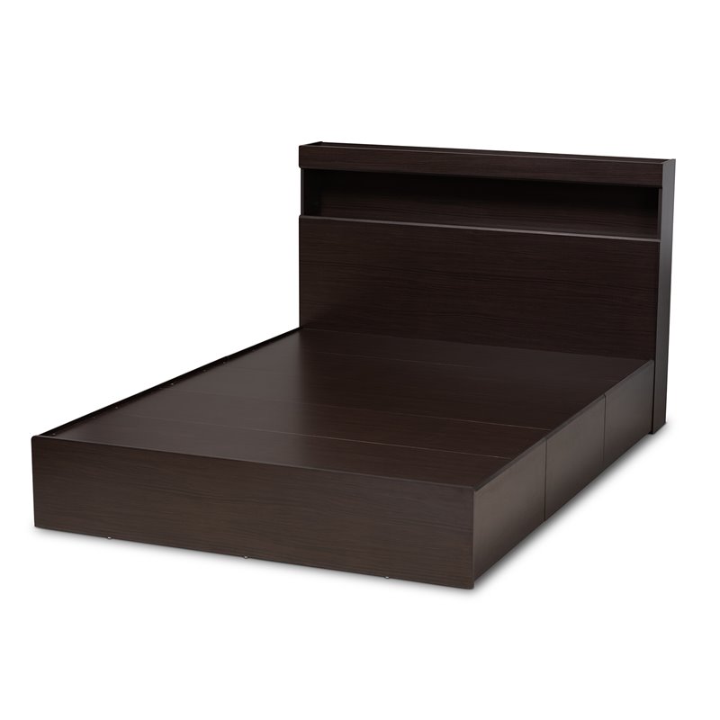 Bowery Hill Modern 6-Drawer Wood Queen Size Platform Storage Bed in Dark Brown